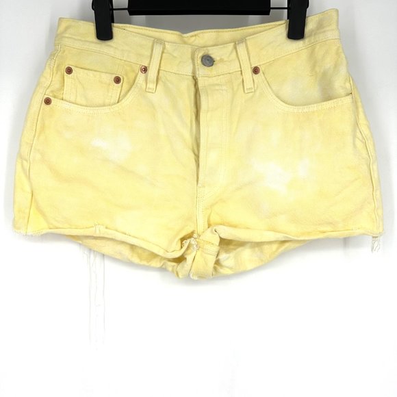 Levi's Women’s 501 Original High-Rise Jean Denim Shorts Yellow Tie-Dye Size 29 - Picture 3 of 12